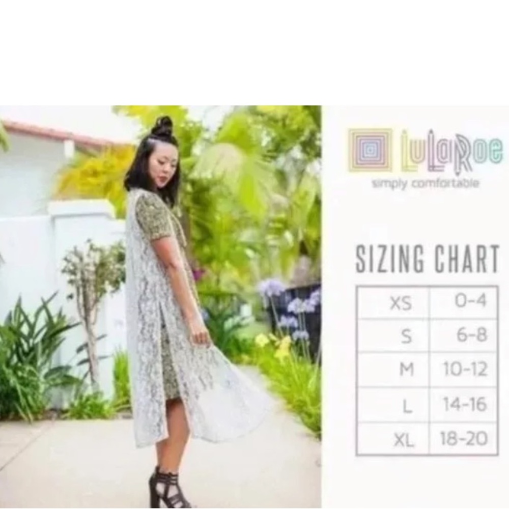 LulaRoe light green Joy Lace Kimono Duster western feminine boho festival swim